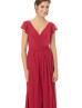 Red Pleated Chiffon Mother Of The Bride Dress
